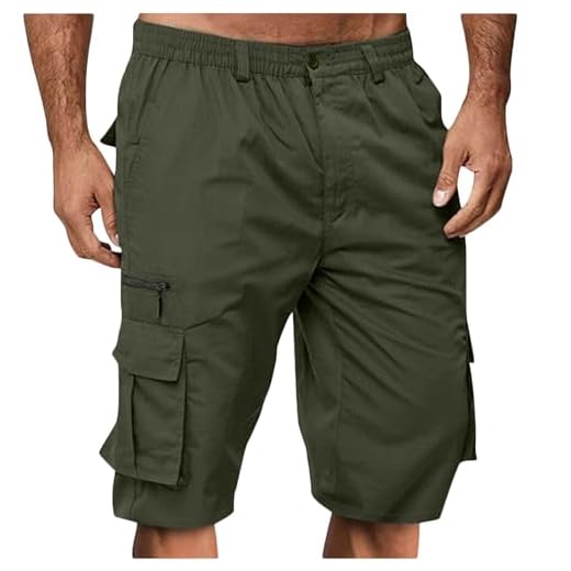 Short Bermuda Homme Taille Elastique Short Court avec Poches Casual LâChe Pantalon Court Baggy Cargo Shorts De Travail Sport Jogging Slim Fit Militaire Pantalon Outdoor RandonnéE Shorts