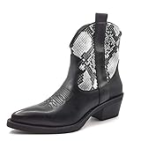  Angkorly - Chaussure Mode Bottine Santiags - Cowboy Hauts Talons Cowboy Femme Fermeture Zip Finition surpiqûres Coutures Matte Talon Bloc 5 CM - Serpent Python - KMD01-14 T 40