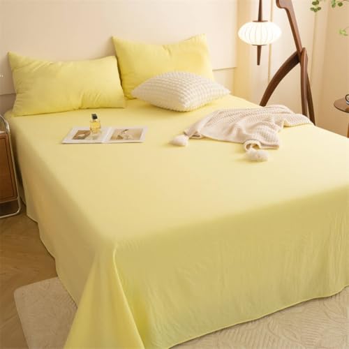 Hoisy Juego de 3 Piezas Sábana Encimera Fibra Química Suave, Color Sólido, 120 x 230 CM + 2 Fundas de Almohada, Sabana Encimera Verano Amarillo