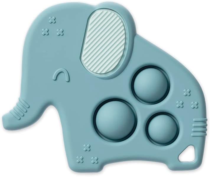 Itzy Ritzy Sensory Popper Toy for Babies - Itzy Pop Features Raised Textures to Soothe Sore Gums, Relieve Stress & Improve Motor Skills - Baby & Toddler Fidget Toy for 3 Months & Up (Elephant)
