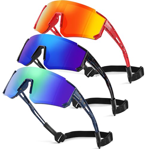 3 Pack Kids Polarized Sunglasses - Youth Baseball Sunglasses for Boys Girls Age 3-12 Sports UV Protection Goggles A05-black+dark Blue / Red+red / Dark Blue+green Multicolor