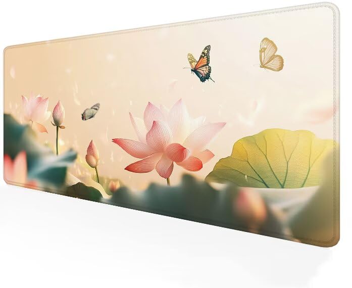 Tapis de souris XXL fleur 1200x600x3mm pour gamer avec base antidérapante