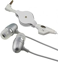 Retractable Headset Hands-Free Earphones w Mic Dual Metal...