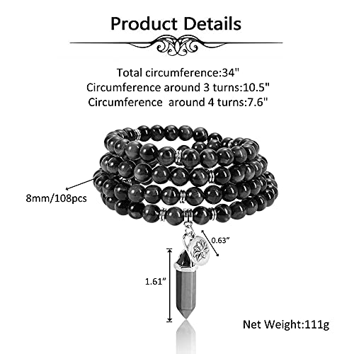 Top Plaza 108 Mala Prayer Beads Bracelet Natural Amethyst Gemstone Bracelet Multilayer Healing Crystal Stones Stretch Bracelets Yoga Meditation Reiki Quartz Jewelry Gifts for Mens Womens - Thumbnail 5