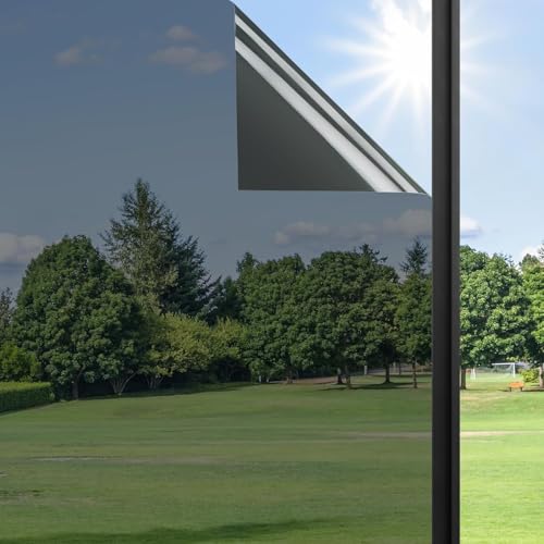 Image of WALLFLY Window Black Film, Light Privacy Sun Control Glass Film| Tint for Home Solar Film Heat Control Window Film Office and Home Privacy for Smooth Glass Film (20 X 80) inch, Peel and Stick