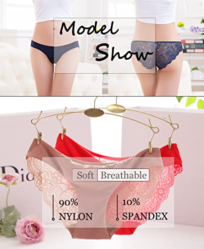 Kingfung 3-6 Pack Women's Invisible Seamless Bikini Underwear Half Back Coverage Panties (6Pack-C S) #TOP1