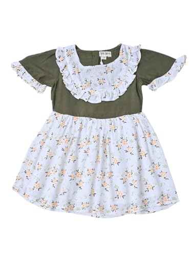 Image of mini mama by Bella Modaround Neck Front Frilled with Contrast Top (White, 12-18M)