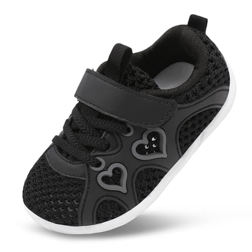 JIASUQI Toddler Girls Sneakers 9c Toddler Shoes for Girls Walking Shoes Black Size 7-7.5
