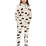 ORGYPET Cat Fish Youth Sweater Set Loose Pullover Sweatshirt L for Youth Comfortable Fashionable Sweatpants Hoodie Set Oversized Sweater Set Youth Loose Fit Classic Active Wear for Unique Style