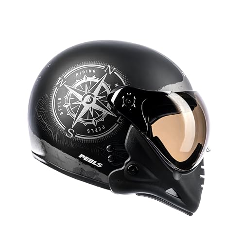 Peels Capacete Aberto Moto com Queixeira Removível F-21 North Preto Fosco/Grafite 58