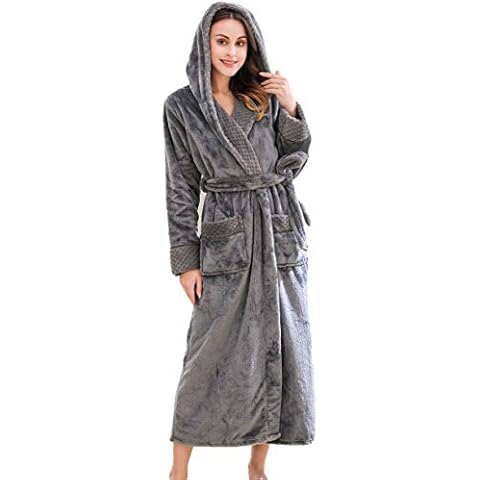 Richie House Long Hooded Robe for Womens Soft Premium Flannel Fleece Bathrobe RHWN2233-G-L Cover