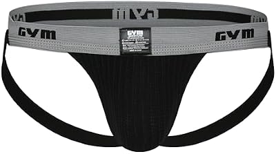 GYM 1" Waistband Swim/Run Jockstrap - Large, Black