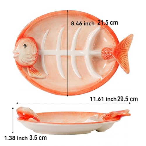 Assiette à sushi poisson en céramique avec compartiment sauce pour vos apéritifs