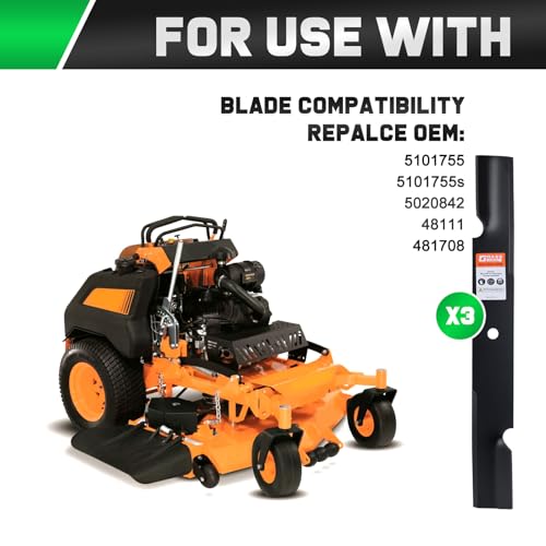 Image of Grasscool 5101755 5101755s Blades Compatible with Ferris Scag Turf Tiger Bad Boy Simplicity 61 inch Zero Turn Mower Replace for 5020842 48111 481708