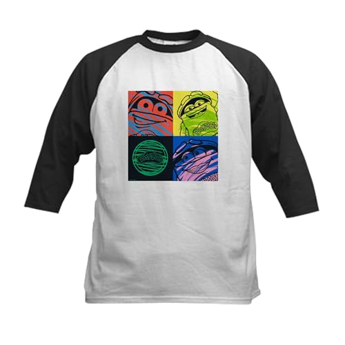 CafePress Play Doh Characters Baseball Jersey Kids Cotton Baseball Jersey, 3/4 Raglan Sleeve Shirt Black/White