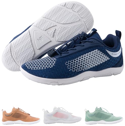 Hike Footwear HF Flow Barefoot Shoes for Women & Men - Minimalist Shoes with Arch-Support, Breathable Splash-Proof & Versatile Boot, Ergonomic Pain-Relief Posture Improvement Hiking Boots Blue by Hike Footwear - Used condition - US$46.77