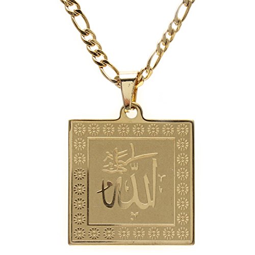 Gold Pt Allah Necklace Chain Islamic Arabic God Islam Gift Muslim Quran Art (24