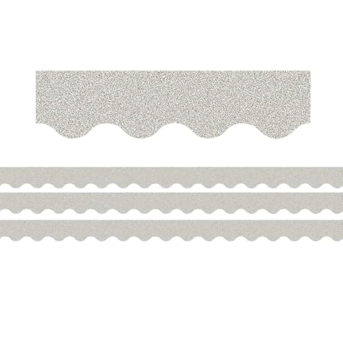 Cenefa plateada brillante festoneada para decoración de aulas 2