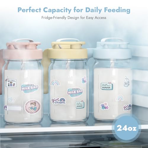 image for Papablic Glass Breastmilk Pitcher, Fast Baby Formula Maker with Mixing