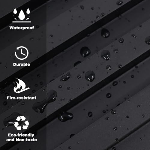 Monivi Black Wall Panels for Interior Decor 96x6.6in 8Pack WPC Wall Panel Waterproof Matte Finish Black 3D Accent Wall for Living Room Bedroom Hall Office, 33.6 sq.ft Coverage Slat Wall Paneling