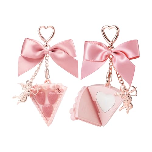 Flower Knows Strawberry Cupid Solid Perfume,Cake Bag Charms,Portable Travel Perfumes,Long Lasting Fragrances,2-in-1 Pink Cute Keychain Purse for Women,Girls&Bow Lovers Gift,0.11 oz(Lychee Bouquet)