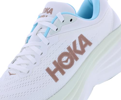 Image of HOKA Bondi 8 Womens Shoes Size 9, Color: Frost /Rose Gold