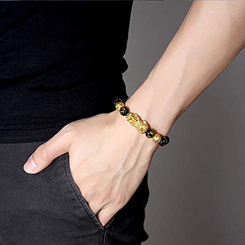 Soowoot 3Pcs Feng Shui Black Obsidian Bracelets Set - Good Luck Amulet Dragon Lucky Charm Bracelets Pi Xiu Pi Yao Attract Lucky Wealthy Bracelets For Women Men #TOP5