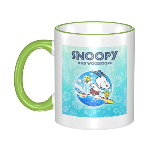 スヌーピー マグカップ 保温・保冷 電子レンジ対応 コーヒーカップ 陶器 セラミック 耐高温 軽量 個性人気 誕生日プレゼント大容量 Green