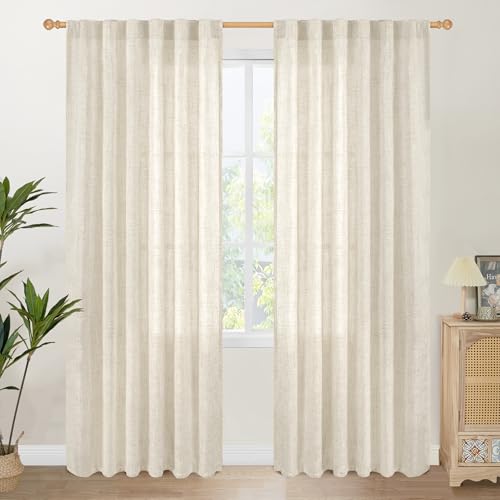 YoungsTex Linen Curtains 80 Inch Length for Living Room 2 Panels