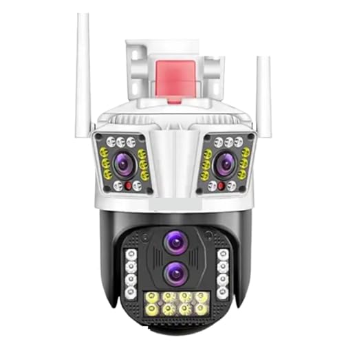 ZADCCS Cámaras de Seguridad, Cámara PTZ con de Cuatro Lentes 8K y 16MP, Tres Pantallas Seguimiento Humano IA for Exteriores, cámara IP vigilancia CCTV Seguridad(8K Add 32G Card)