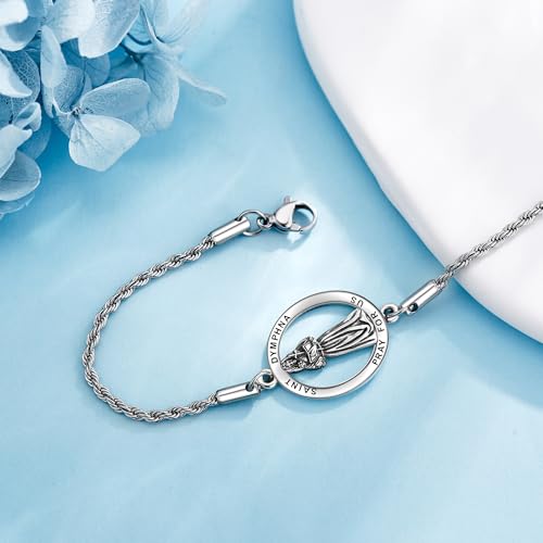 St Dymphna Bracelet 925 Sterling Silver Saint Dymphna Pendant Catholic Mother's Day Jewelry for Women Mom3