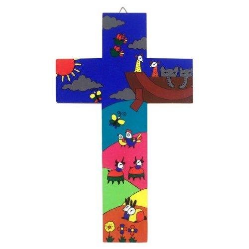 Wood Cross. 15 cms Christening Gift. Confirmation Gift. Baptism Gift.Confirmation Present.Fair Trade Cross. Noah's Ark Cross. Child's Cross