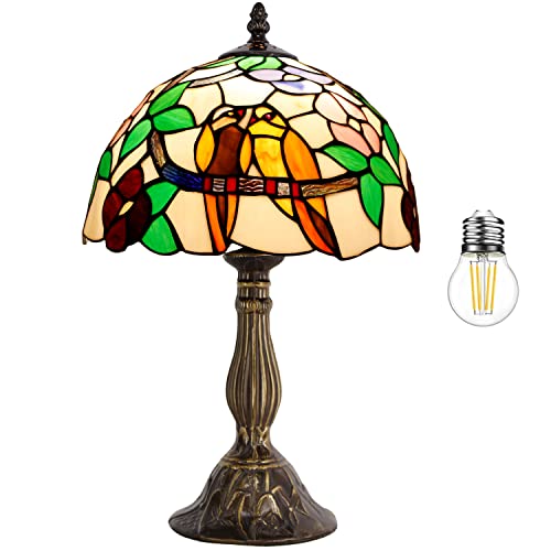 Image of WERFACTORY Tiffany Table Lamp Stained Glass Bedside Lamp 18 Inch Tall