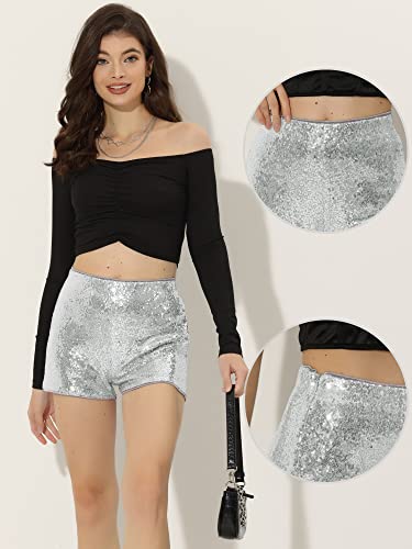 Allegra K Sequin Shorts for Women High Waist Party Night Out Concert Outfit Sparkly Mini Shorts2