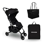 Colugo Compact Stroller+, Diaper Tote & Organizer Bundle – Black | Lightweight Foldable Stroller with Rain Cover + Matching Diaper Bag Caddy for Travel-Ready Parents