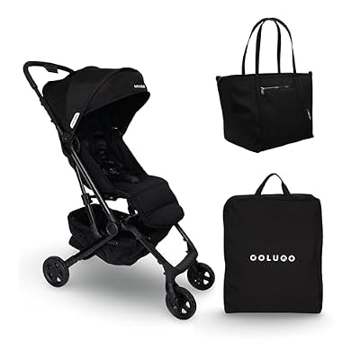 Colugo Compact Stroller+, Diaper Tote & Organizer Bundle – Black | Lightweight Foldable Stroller with Rain Cover + Matching Diaper Bag Caddy for Travel-Ready Parents