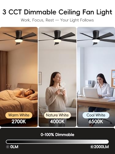 GRACEGLIDE 42 Inch Ceiling Fans with Lights, App and Remote Control, Black — view 4