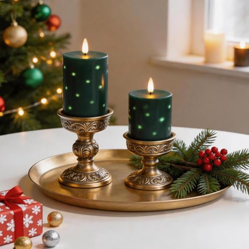 Velas LED con guirnalda de luces cera real pack de 3 con mando verde 6