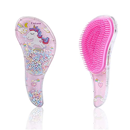XIXKOLYU® Cepillo desenredante para el pelo seco y húmedo para niñas y niños, peine tamaño pequeño, para todo tipo de cabello, rizado o grueso (lila)