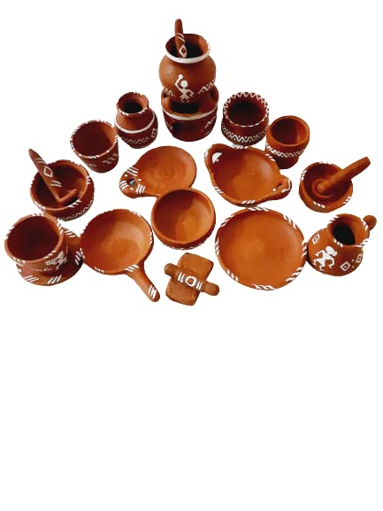 Miniature Clay Kitchen Set/Real Miniature Cooking Set/Choppu Saman - 22pieces Cooking Set for Kids (Traditional Design) (B0C1T522L5) Amazon Price History, Amazon Price Tracker