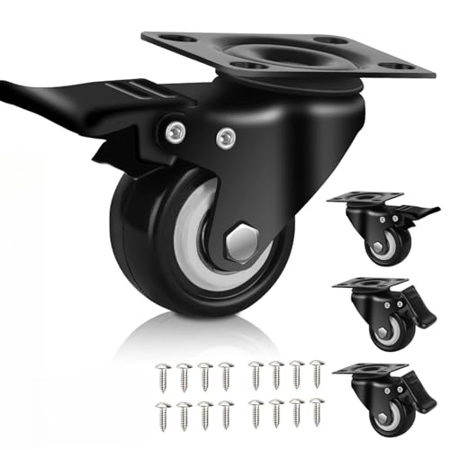 KUTONTECH 4 Pack Heavy Duty Black Swivel Castor Wheels with ...