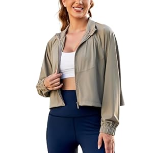 UANEO Womens Athletic Cropped Jacket Zip Up Long Sleeve Workout Tops Gym Yoga Running Sports Shirts Jackets