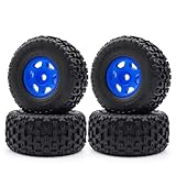 Rc Maquetas Piezas Para Arrma Para Mojave Para Grom 1/14 4 Llantas Plástico Con Neumáticos Goma Piezas Mejora Coches RC(Blue)