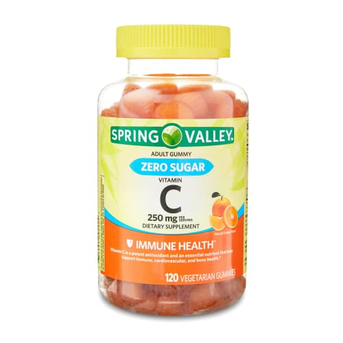 Vitamin C 250 Mg - Spring Valley Gummies Sugar Free 120 Ct (1), Set With Fusion Shop Store Week Case (1) #TOP5