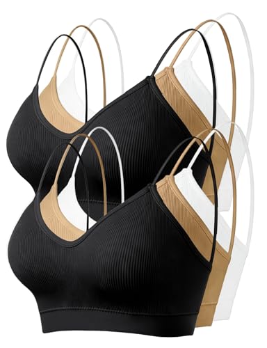 Image of ZENUTA 2Pack Padded Bralettes for Women, V-Neck Seamless Wireless Pull-On Bras with Removable Pads, Low-Impact