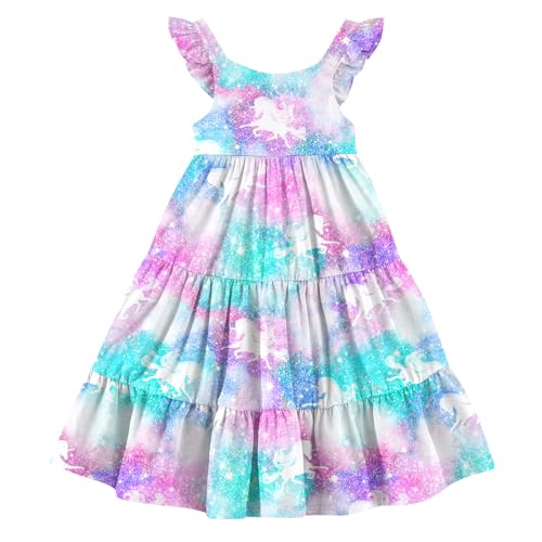 Image of Vieille Toddler Girls Summer Dress Ruffle Casual Beach Sundress 2-8 Years