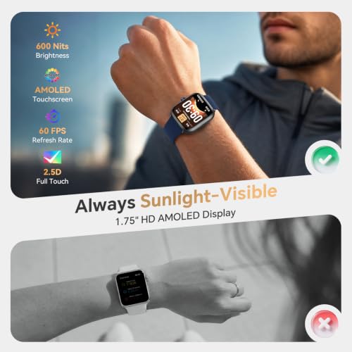 Image of Smart Watch for Men Women Android & iPhone [40mm 3 Bands, Deep Blue]