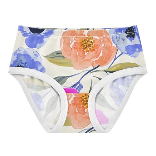 Flowers Leaves Watercolor Blue Girl Panties Cute Toddler Girls Underwear Cotton Stylish Underpants Briefs 2t
