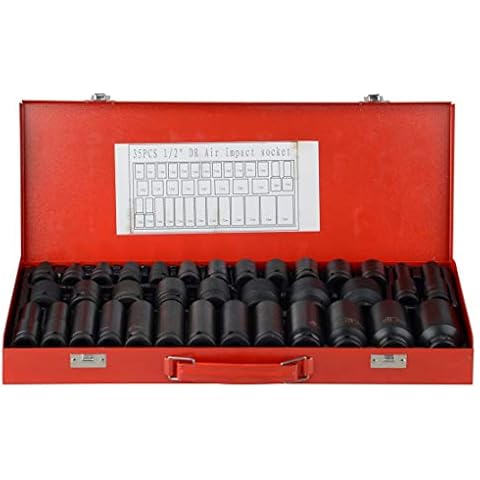 35pcs 1/2" Drive Metric Deep Impact Socket Set Cover