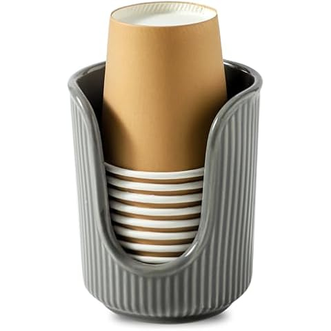 Dobbyby Ceramic Cup Dispenser with Stripes Cover